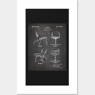 Eames Chair Patent - Designer Modern Design Art - Black Chalkboard Posters and Art